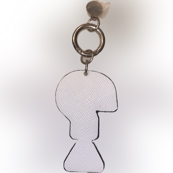 GUESS Question Mark Leather Black and White Keychain Bag Charm - Picture 2 of 8